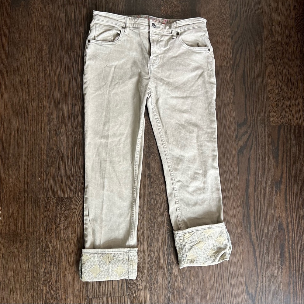 Johnny Was Women's 27 Embroidered Denim Pants Cuffed Embroidered Boho‎ Casual